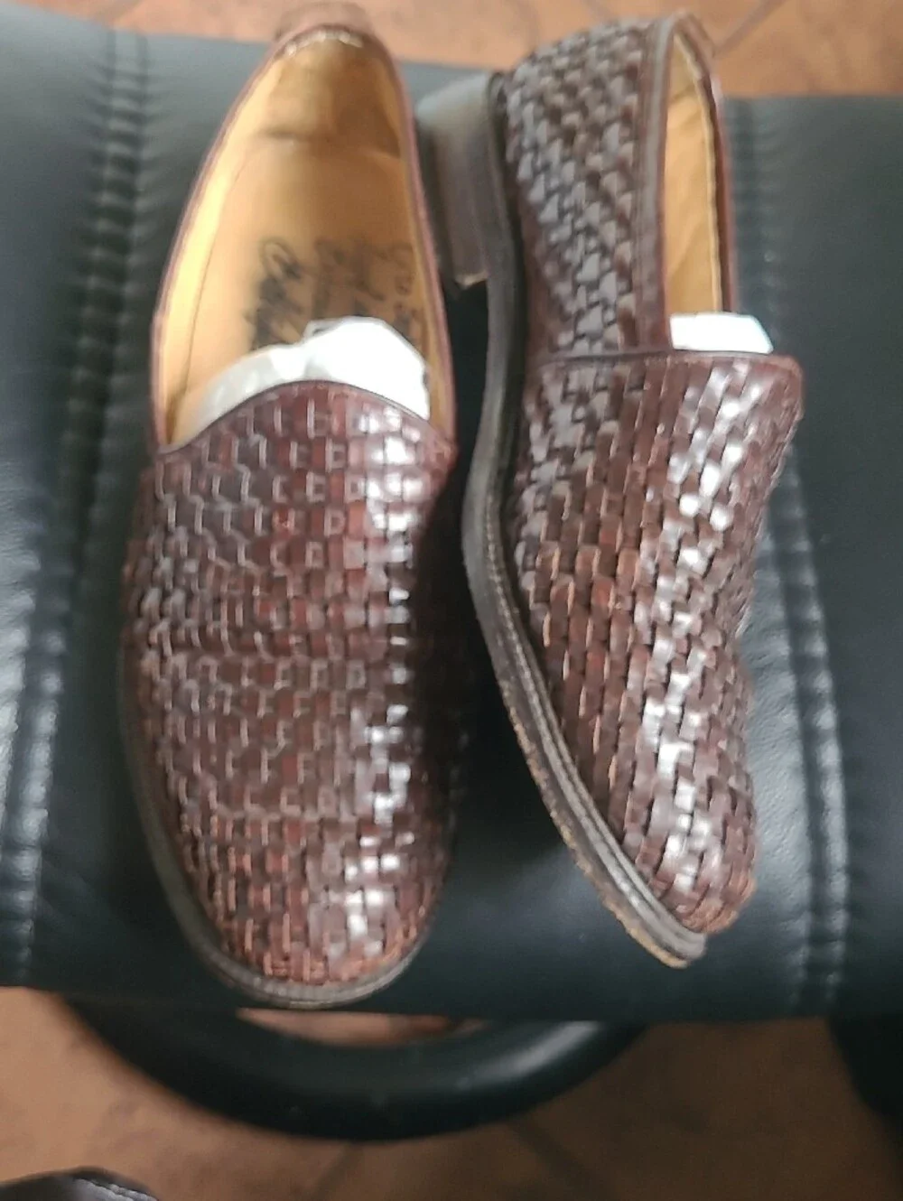 Ciro Schiano for Belvedere Woven Leather Slip-On Loafers - Brown. Sz. 10 80s 90s